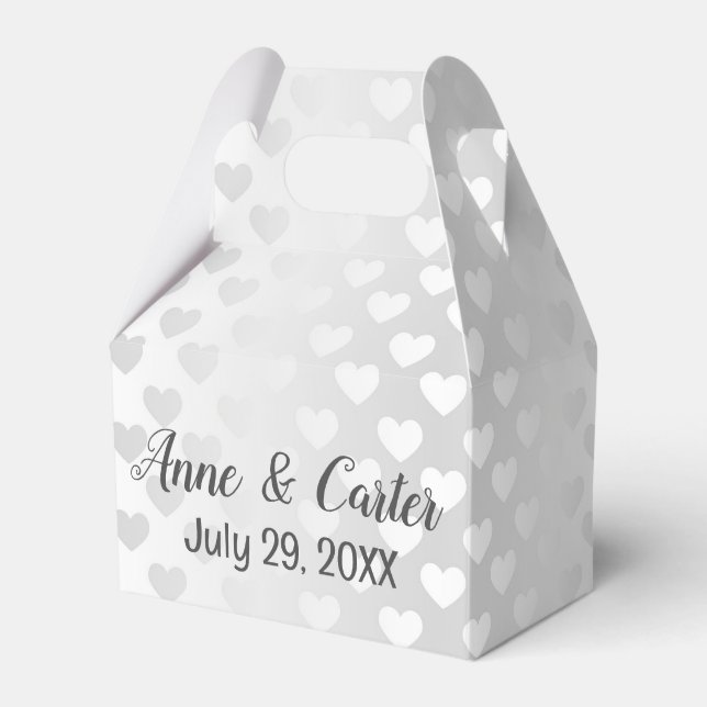 White Wedding Hearts Favor Box (Front Side)