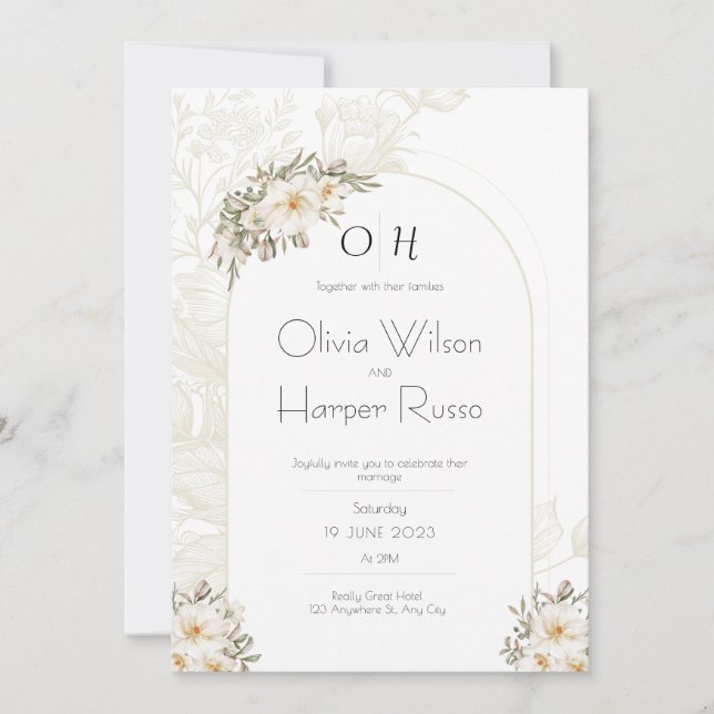 White wedding Invitation (Devant)