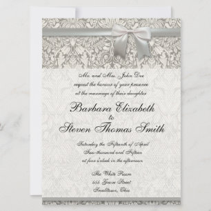 White Wedding invitation traditional template