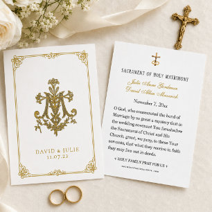 White Wedding Marian Cross Holy Card