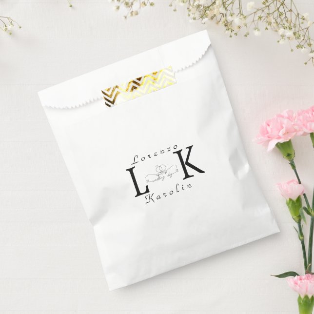 White Wedding Monogram Simple Elegant Minimalist  Favour Bag (Sealed)