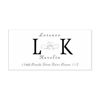 White Wedding Monogram Simple Return Address Self-inking Stamp