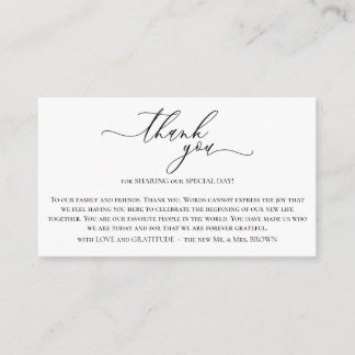 White Wedding Party Ceremony Photo Thank You Enclosure Card