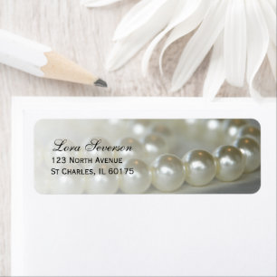 White Wedding Pearls Return Address