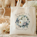 White Wedding Peonies Custom Thank You Tote Bag<br><div class="desc">Hotel wedding thank you bags with white peonies design.  Cotton tote,  personalized with thank you text and names of the bride and groom.  Use as welcome bags,  or change the wording for other uses.</div>