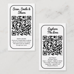 White Wedding Photo Sharing Capture Love QR Code  Business Card