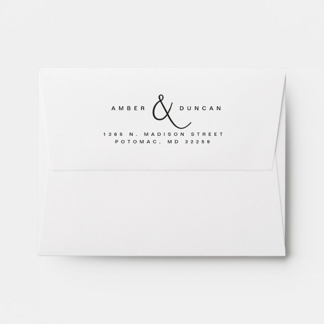 White Wedding Return Address Ampersand Envelope (Back (Top Flap))