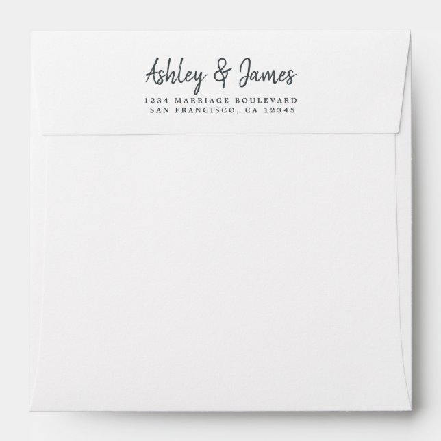 White Wedding Return Address Square Envelope (Back (Top Flap))