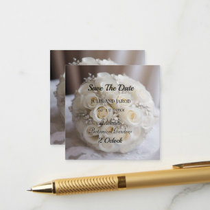 White Wedding Rose Topiary Ball,  Enclosure Card