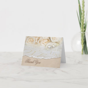 White wedding roses Thank You Card