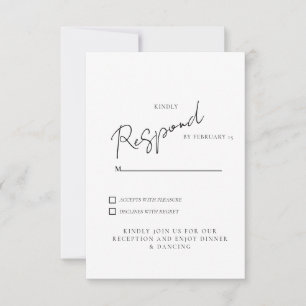 White  Wedding RSVP Dinner & Dancing Card