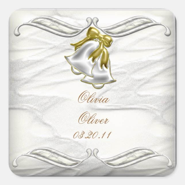 White Wedding Square Sticker (Front)