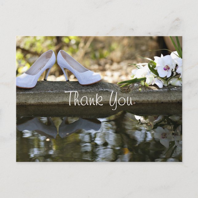 White Wedding Thank You Postcard (Front)