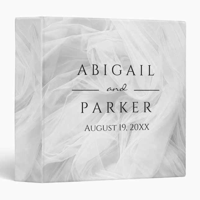White Wedding Tulle Abstract Binder (Front/Spine)