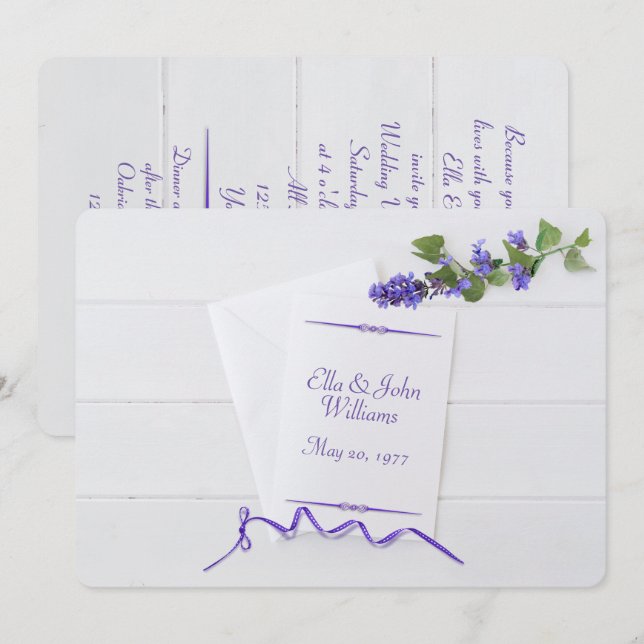 white wedding vow renewal on wood invitation (Front/Back)