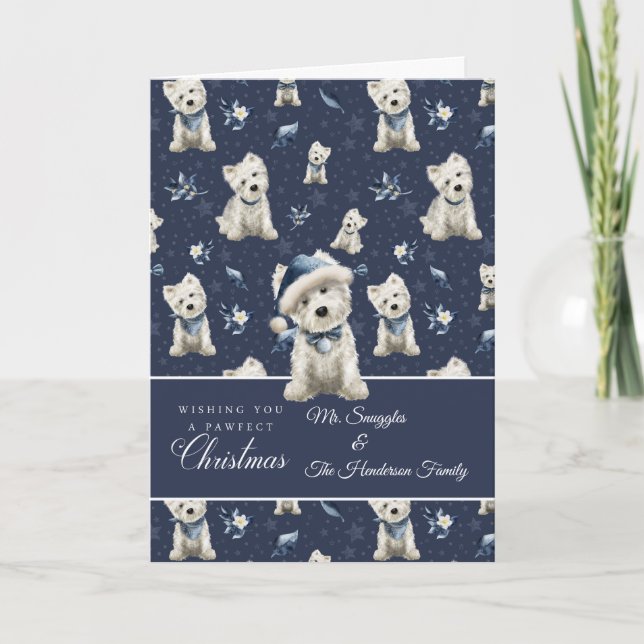 White Westie Christmas Card (Front)