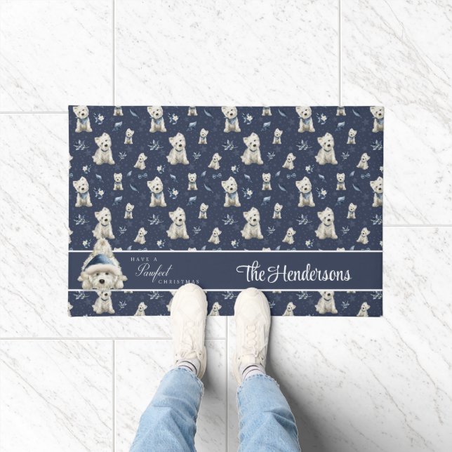 White Westie Christmas Doormat (Indoor)