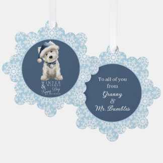 White Westie Christmas Ornament Card