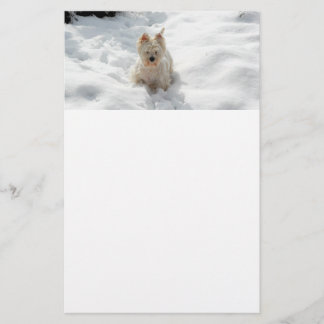White Westie Dog in Snow Stationery Paper