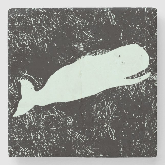 white whale marble stone coaster (Front)