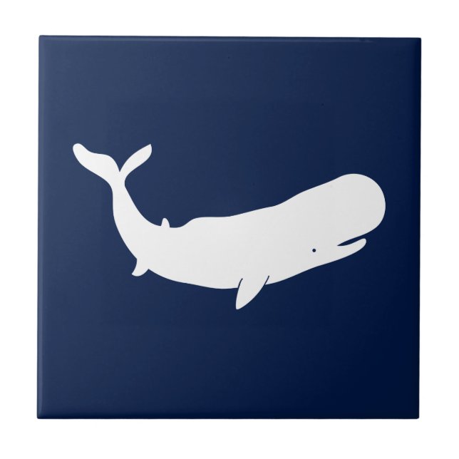 White Whale Silhouette – Modern Coastal Look Tile (Front)