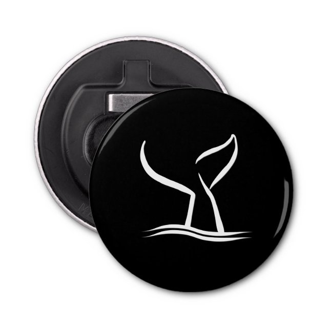 White Whale Tail on Black Bottle Opener (Front)