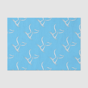 White Whale Tail on Blue Tissue Paper