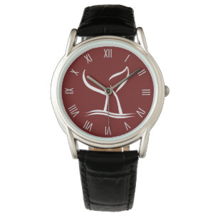 White Whale Tail on Red White Roman Numerals Watch