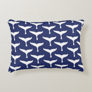 White Whale Tail Sea Animal Blue Ocean Marine Accent Pillow