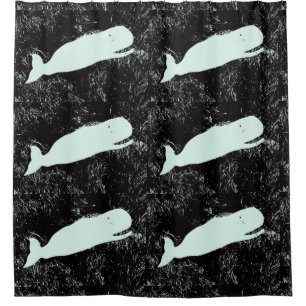 white whales on black pattern