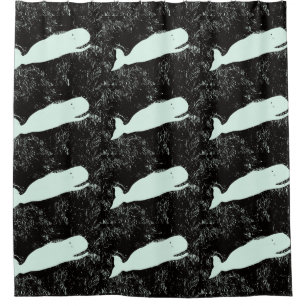 white whales on black pattern