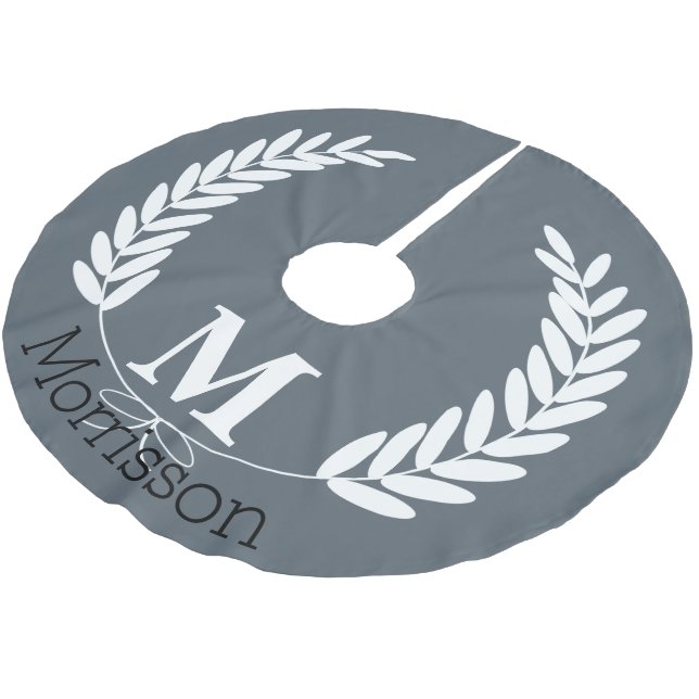 White Wheat Laurels - Personalized Brushed Polyester Tree Skirt (Angled)