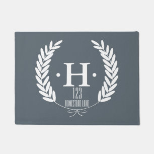 White Wheat Laurels - Personalized House Number Doormat