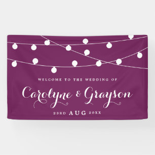 White Whimsical Fairy Lights Purple Wedding Banner