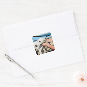 White Whippet Dimensional Art, Birthday Stickers