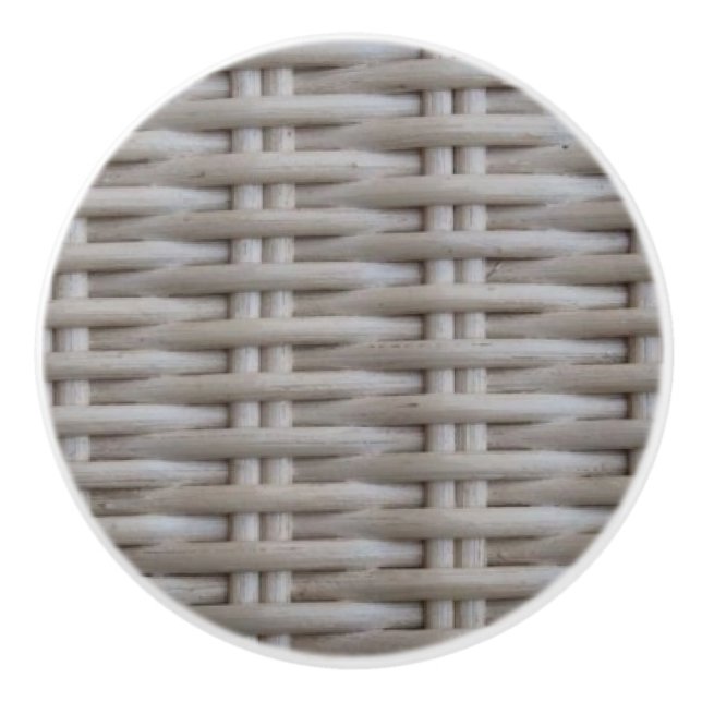 White Wicker Ceramic Knob (Front)
