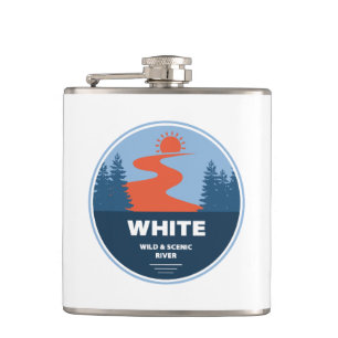 White Wild and Scenic River Oregon Hip Flask