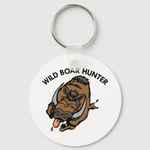White Wild Boar Hunter Keychain