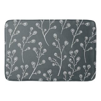 White Wild flower pattern Bath Mat