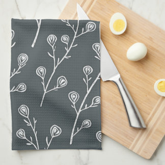 White Wild flower pattern  Kitchen Towel