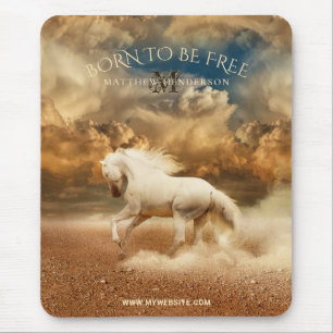 White Wild Horse Crossing Desert - Personalized Mouse Pad
