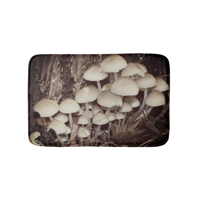 White Wild Mushroom Cluster  Bath Mat (Front)