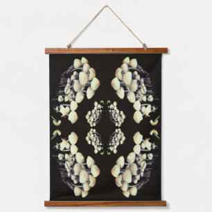 White Wild Mushrooms Abstract Nature Pattern Hanging Tapestry