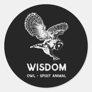 White wild owl spirit animal classic round sticker