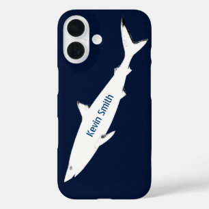 white wild shark personalized iPhone 16 case