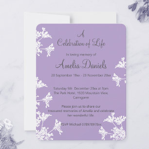 White wildflower Celebration of Life Announcement