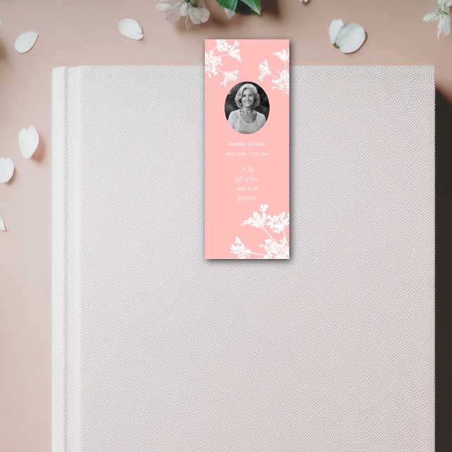 White Wildflower Mini Funeral Bookmark Card (Creator Uploaded)