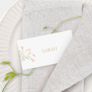 White Wildflower Wedding Escort Place Name Card