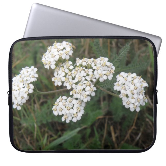 White Wildflowers Laptop Bag (Front)