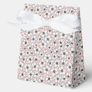 White Wildflowers On Pink Favor Box